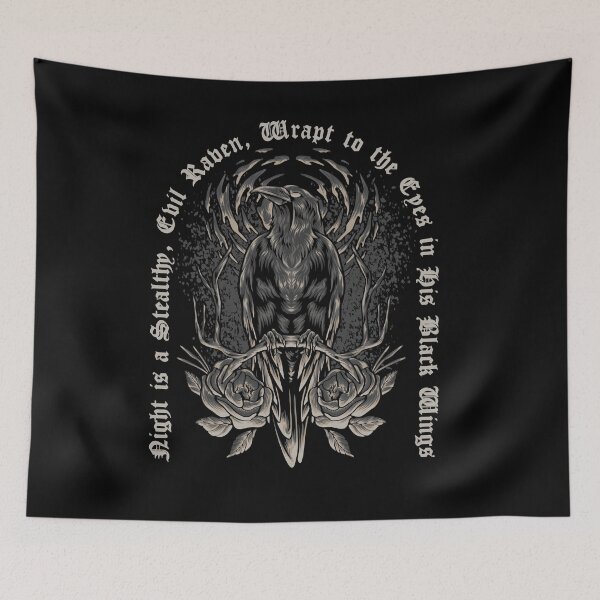 Item preview, Evil Raven and Roses, Thomas Bailey Aldrich Quote designed and sold by Proverbial Wisdom Design.