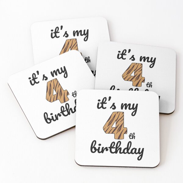 Item preview, Its my birthday, 4th Birthday Tiger Print, Kid Tiger 4th Birthday, 4 Years Old Wild Animal, Number Four Safari Zoo designed and sold by singRsong.