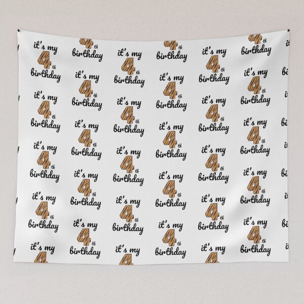 Item preview, Its my birthday, 4th Birthday Tiger Print, Kid Tiger 4th Birthday, 4 Years Old Wild Animal, Number Four Safari Zoo designed and sold by singRsong.