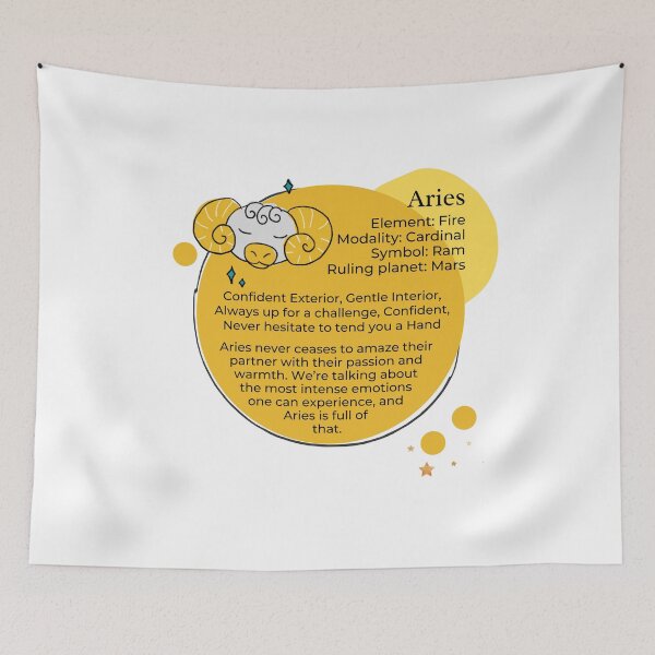 Item preview, Aries Personality Traits - Aries Horoscope, Zodiac Sign Confident, Gentle, Passionate Mars designed and sold by tsquarefabrics.