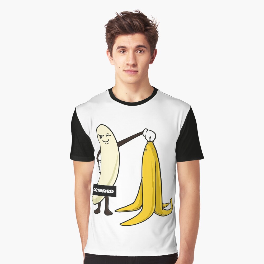 Guy eating a banana. Uncensored V Neck T Shirt by Iuri_Boysart