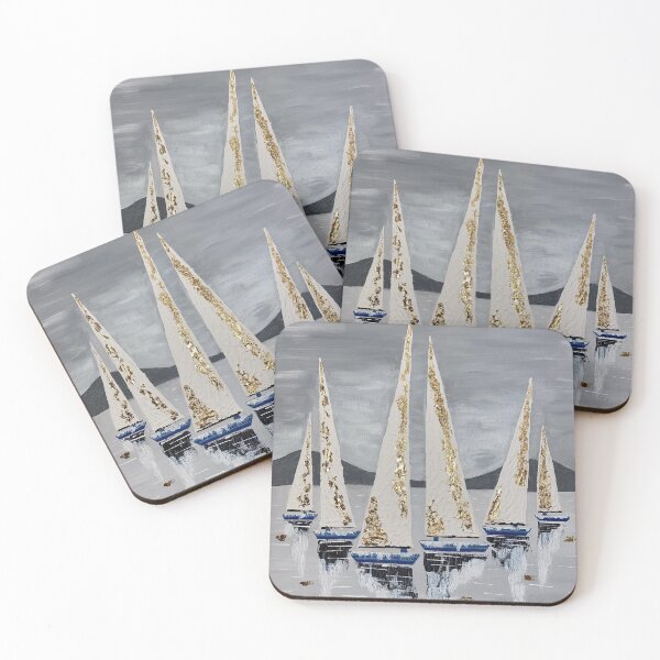 Item preview, Sailboats seascape acrylic painting designed and sold by Wildzhinga.