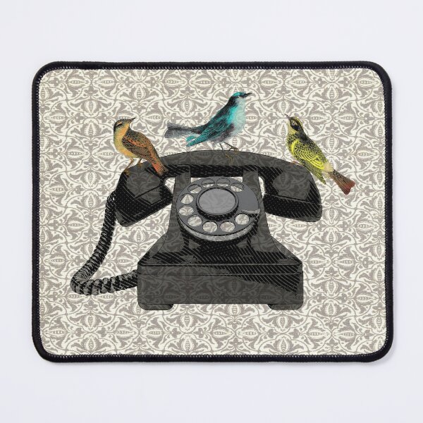 Item preview, Retro telephone on vintage wallpaper  designed and sold by marionmccdesign.