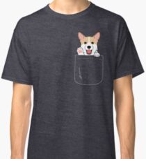 Corgi In Pocket T-Shirt Cute Paws Blush Smile Puppy Emoji Classic T-Shirt