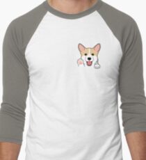 Corgi In Pocket T-Shirt Cute Paws Blush Smile Puppy Emoji Men's Baseball ¾ T-Shirt