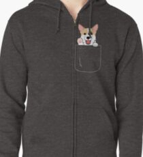 Corgi In Pocket T-Shirt Niedliche Pfoten Blush Smile Puppy Emoji Kapuzenjacke