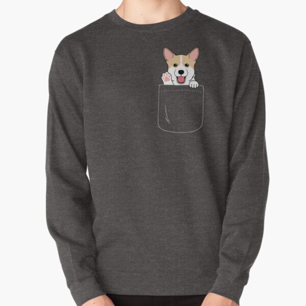 Corgi In Pocket T-Shirt Cute Paws Blush Smile Puppy Emoji  Pullover Sweatshirt