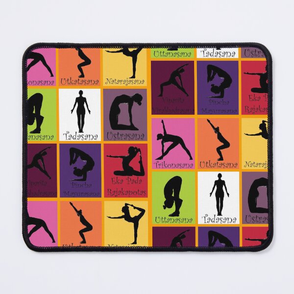 Item preview, Yoga Poses Multi-coloured Grid designed and sold by SadSacDesigns.