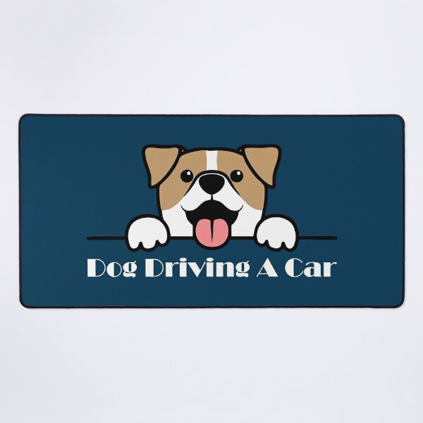 Dog driving Desk Mat