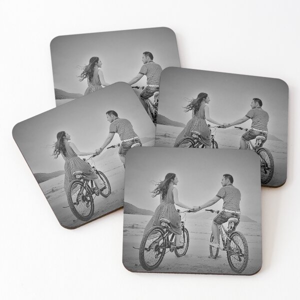 Item preview, Romantic couple on bikes beach vacation designed and sold by Artbymonika.