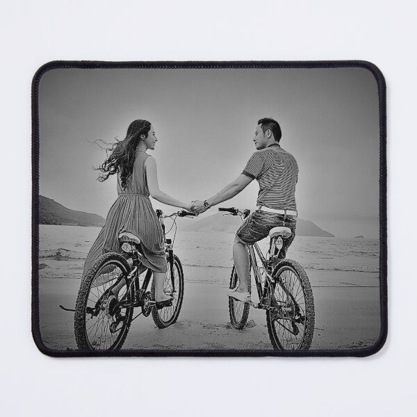 Item preview, Romantic couple on bikes beach vacation designed and sold by Artbymonika.