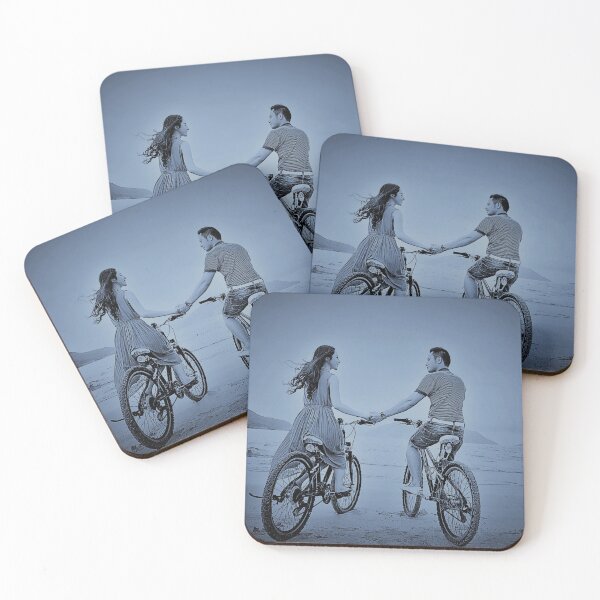 Item preview, Romantic couple on bikes beach vacation designed and sold by Artbymonika.