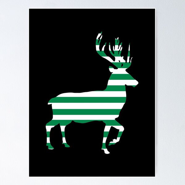 Artikelvorschau, Glasgow Celtic Football Club grün-weiße Hooped Stag Silhouette entworfen und verkauft von MacPean.