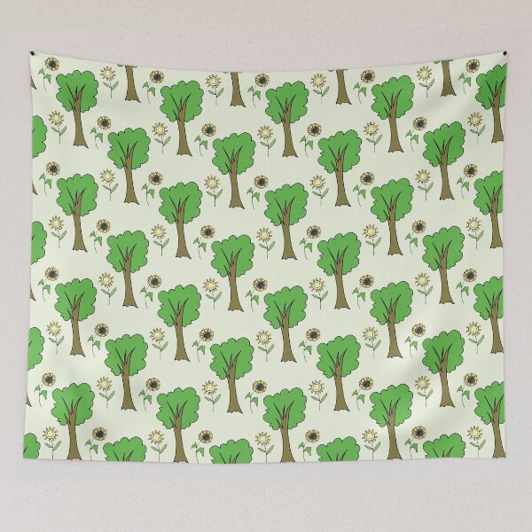 Item preview, cute forest pattern with flowers and tree designed and sold by NaumStock.