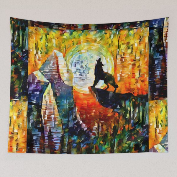 Item preview, AI Generated Style Transfer Art, Wolf Howling at Glass Moon designed and sold by ACC .