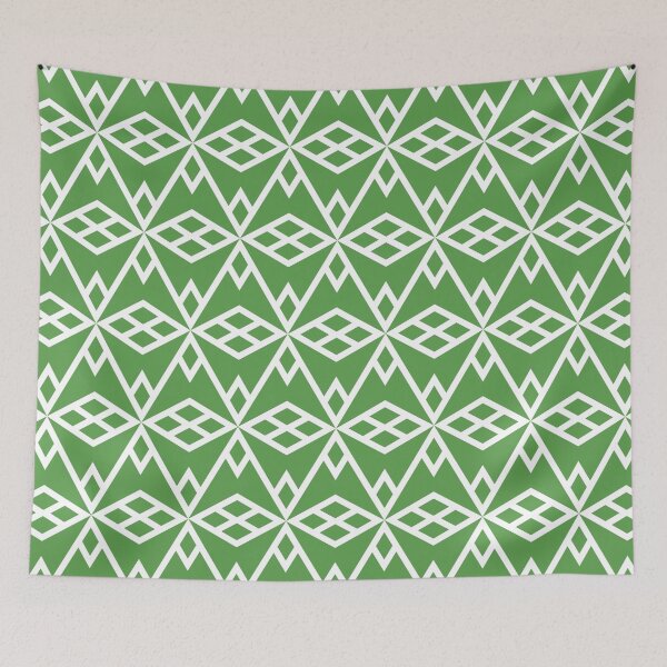 Aperçu de l'œuvre Green and White Geometric Diamond Pattern Pairs DE 2022 Trending Color Golf Course DE5601 créée et vendue par ColorOfTheYears.