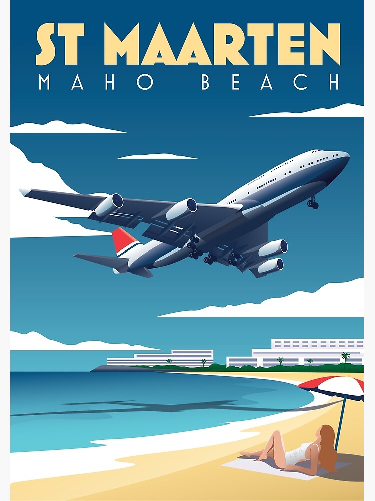 Discover St Maarten - Maho Beach Aviation Premium Matte Vertical Poster