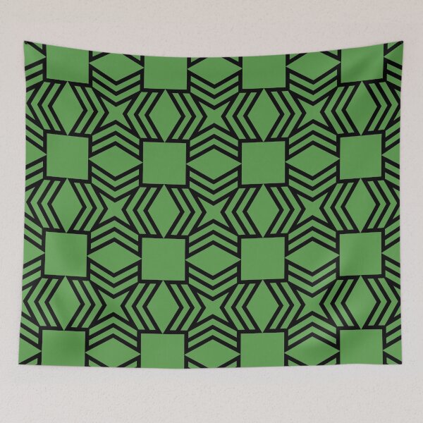 Item preview, Black and Green Geometric Star Square Pattern Pairs DE 2022 Trending Color Golf Course DE5601 designed and sold by ColorOfTheYears.