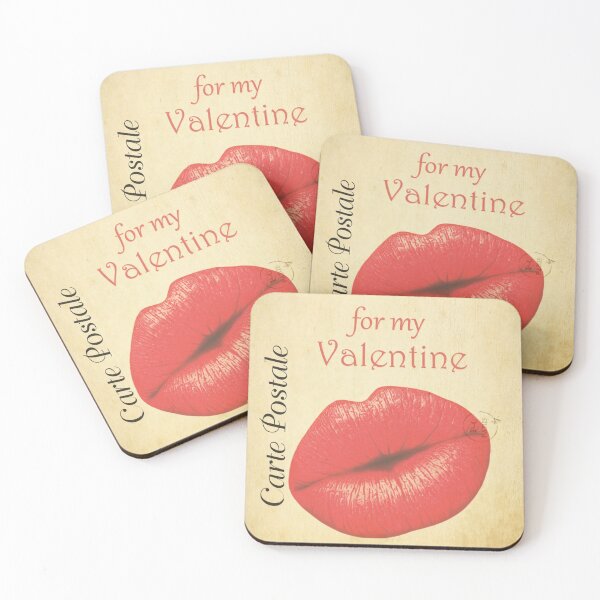 Item preview, Vintage French Romantic Postcard with Red Lipstick Kiss  designed and sold by JoyforU.