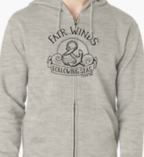 Fair Winds and Following Seas - Black Zipped Hoodie