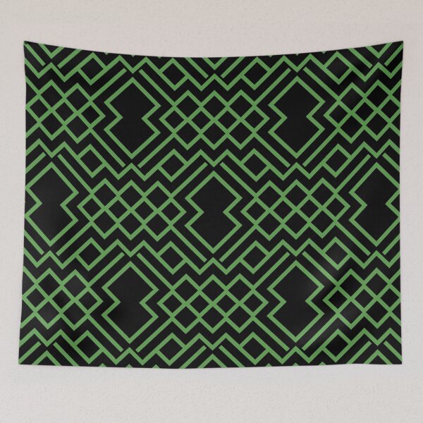 Aperçu de l'œuvre Black and Green Modern Geometric Shape Pattern Pairs DE 2022 Trending Color Golf Course DE5601 créée et vendue par ColorOfTheYears.