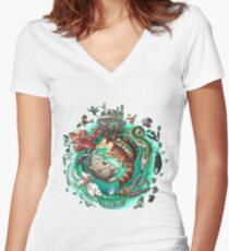 Ghibli Tribute Women's Fitted V-Neck T-Shirt
