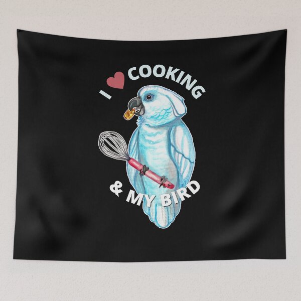 Item preview, I Love Cooking and My Bird Umbrella Cockatoo Watercolor designed and sold by Ivy Lily Art.