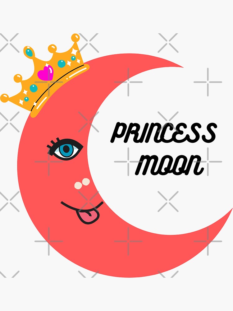 Moon Princess Beautiful Moon With A Princess Crown For The Princesses Of The House Sticker 3558