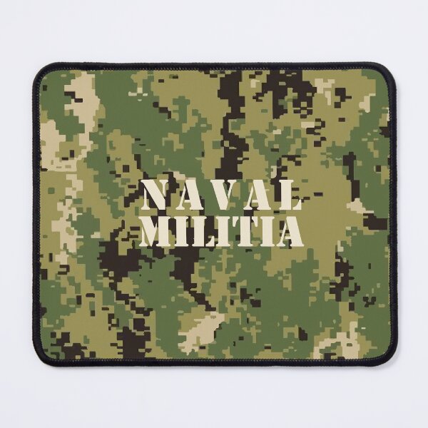 Item preview, Marine Pattern (MARPAT), NWU typeIII AOR-2, digital camouflage pattern swatch. US. Marines, US.navy - text: NAVAL MILITIA typographic designed and sold by NineJuly.