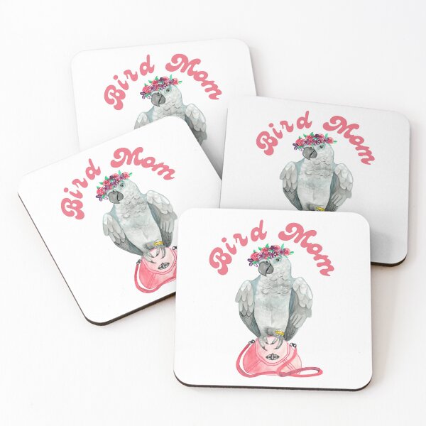 Item preview, Bird Mom African Grey Parrot Watercolor designed and sold by Ivy Lily Art.