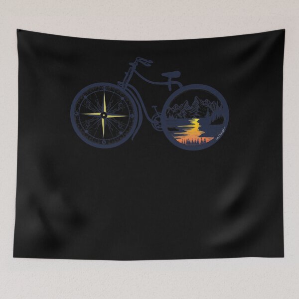 Item preview, Retro Bicycle with Compass and Mountain - Cycling designed and sold by hoangminhSHOP.