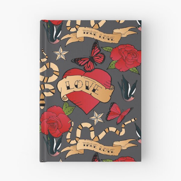 Item preview, True Love Grunge Tattoo Hearts Roses and Snakes designed and sold by HotHibiscus.