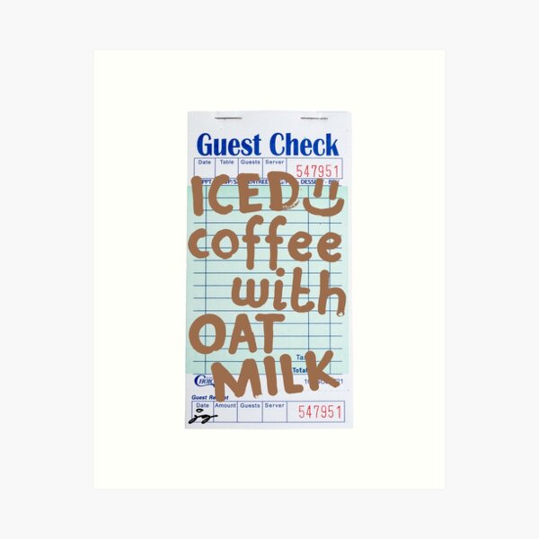 Aperçu de l'œuvre Café glacé au lait d'avoine :) Guest Check créée et vendue par dressedbyjord.