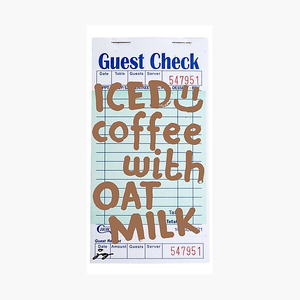 Item preview, Iced Coffee With Oat Milk :) Guest Check designed and sold by dressedbyjord.