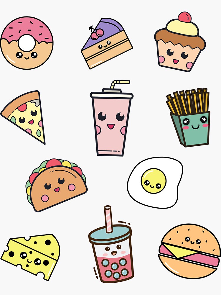 Fast Food Stickers Art Print for Sale by kawaiistudio