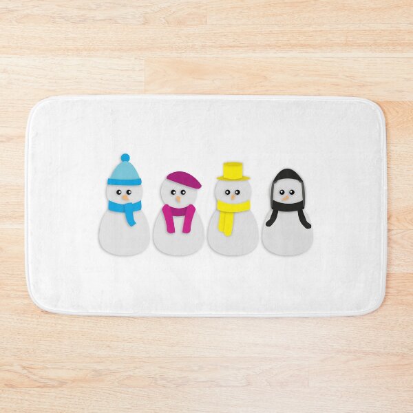 Item preview, CMYK Snowpeople -- Cyan Magenta Yellow Key Black Snowmen / Snowwomen  designed and sold by Kieran Segaloff.