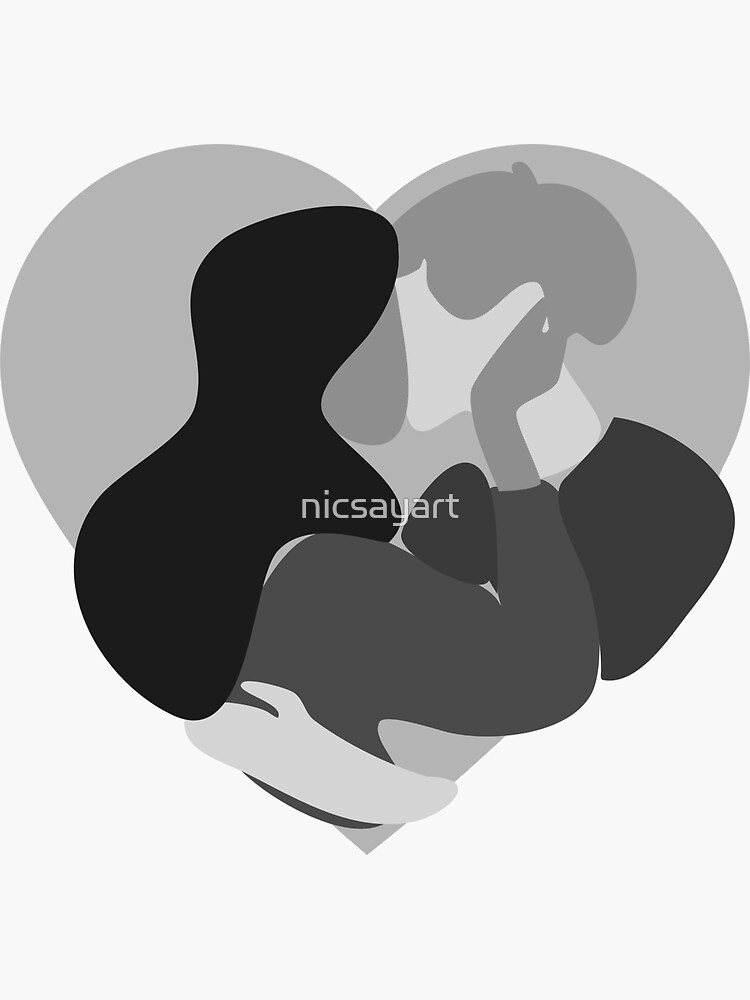 Je t aime Saint Valentin lesbienne noir et blanc Sticker