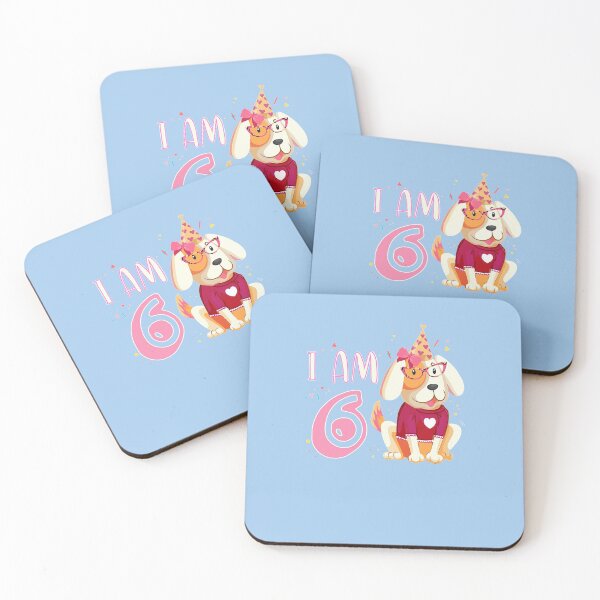 Item preview, 6th birthday girl dog puppies children I am 6 T-Shirt designed and sold by LynnetteKabelma.