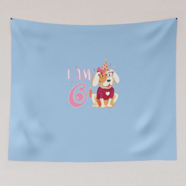 Item preview, 6th birthday girl dog puppies children I am 6 T-Shirt designed and sold by LynnetteKabelma.