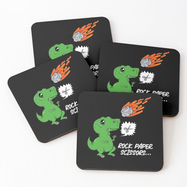Item preview, Funny T-Rex Dinosaur Cartoon Meteorite Rock Paper Scissors designed and sold by RJ-Art.