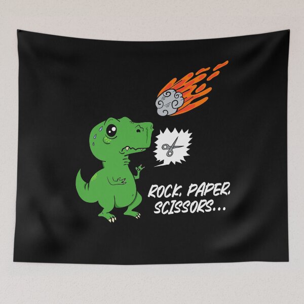 Item preview, Funny T-Rex Dinosaur Cartoon Meteorite Rock Paper Scissors designed and sold by RJ-Art.