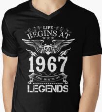 Life Begins At 50 1967 The Birth Of Legends Men's V-Neck T-Shirt