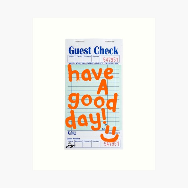 Aperçu de l'œuvre Passez une bonne journée :) Guest Check Art (Orange) créée et vendue par dressedbyjord.