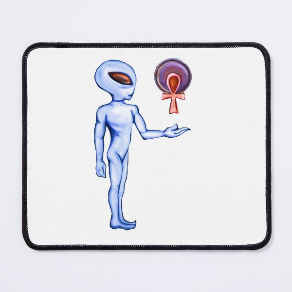 Item preview, Blue and Red Gray with Ankh designed and sold by Gray Alien Art.