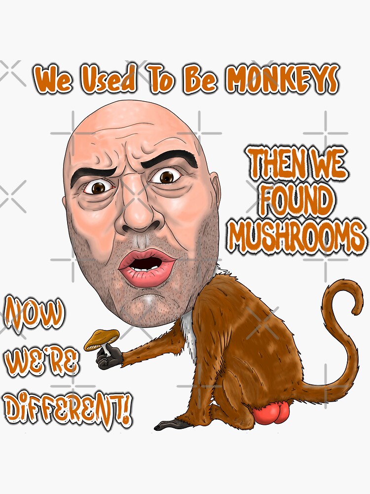 "Joe Rogan Monkey Mushroom Painting" Sticker for Sale by MemeTees