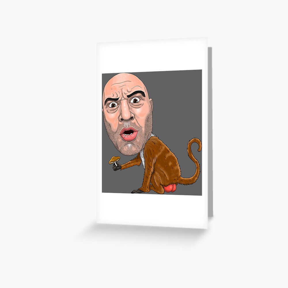 "Joe Rogan Monkey Eating A Mushroom Painting" Greeting Card for Sale by