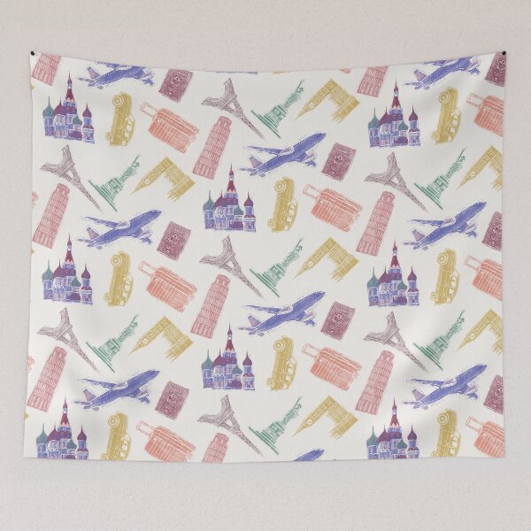 Item preview, International Travel Adventure Wood Block Print designed and sold by Quick Brown Fox Canada.