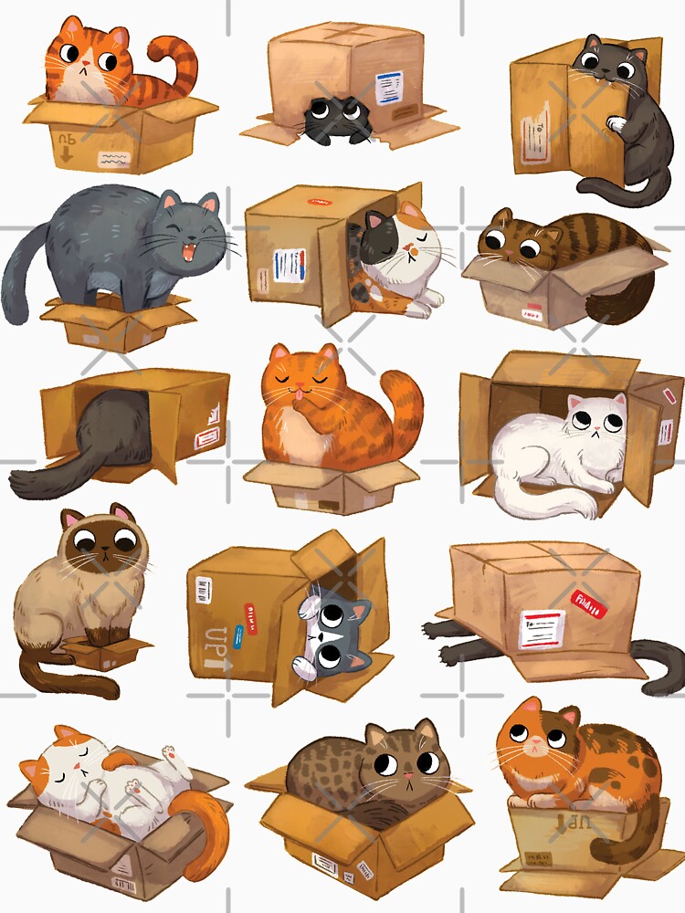 Thumbnail 7 of 7, Classic T-Shirt, Cats In Boxes  designed and sold by michelledraws.