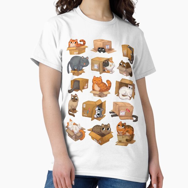 Vista previa del artículo con la obra «Gatos en cajas», diseñado y vendido por michelledraws.