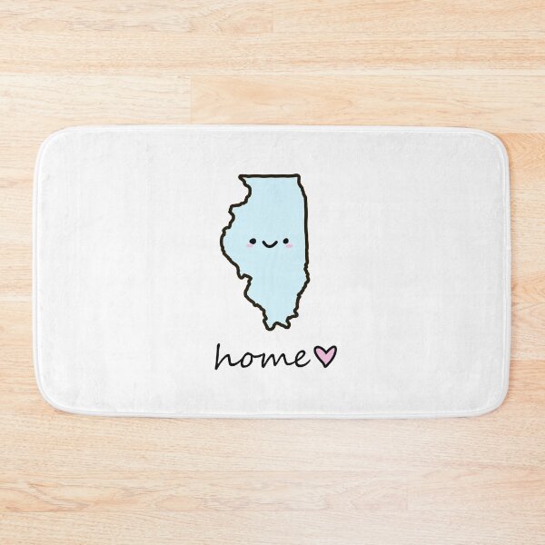 Item preview, blue cute Illinois happy face home lettering designed and sold by Maple Design Studio.